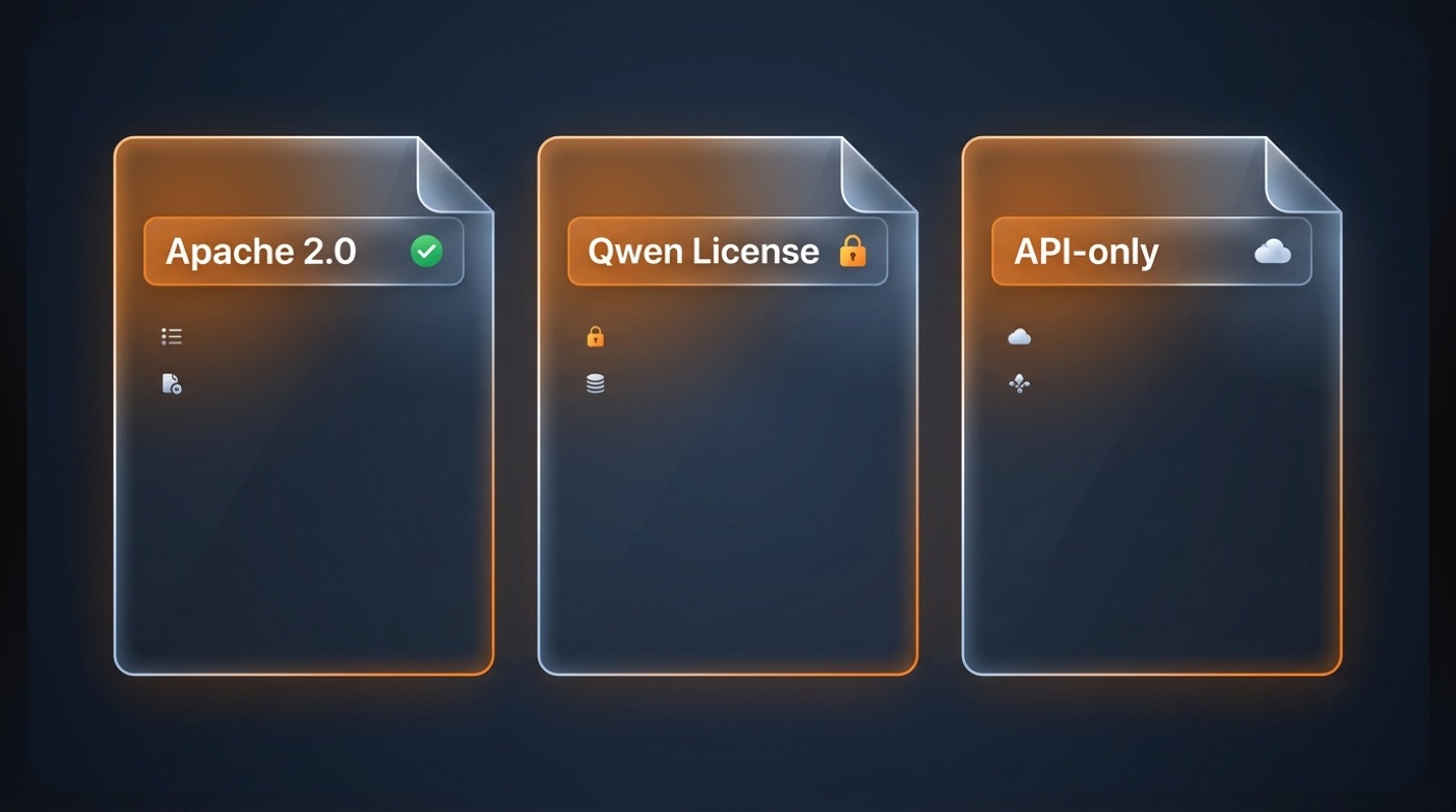 Comparison of Qwen licensing: Apache 2.0, the Qwen License, and API-only access