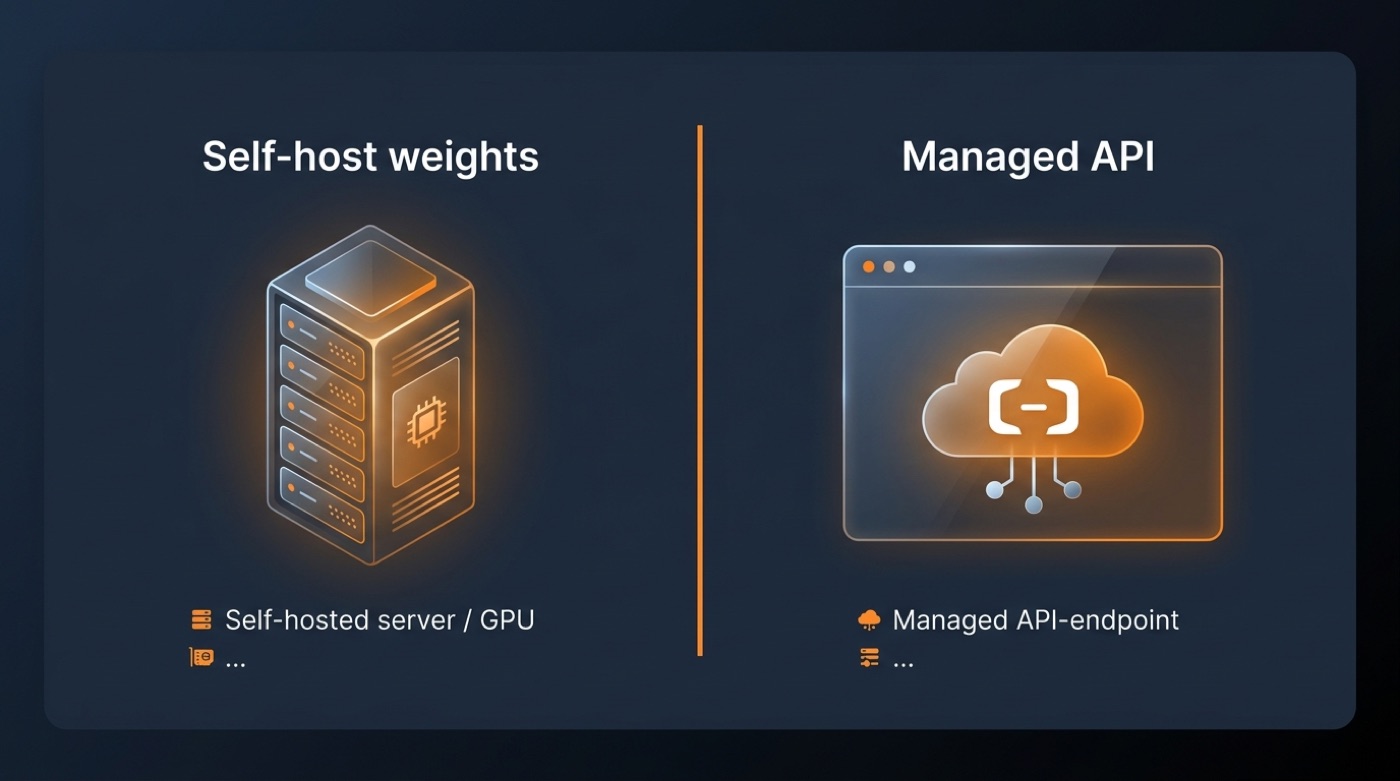 Two ways to run Qwen: self-hosting the open weights versus Alibaba Cloud's managed API